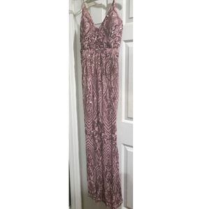 NWOT Windsor Large Mauve Sequin Spaghetti Strap formal gown